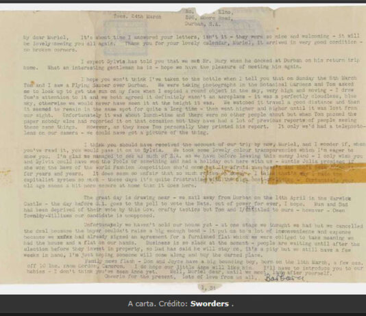 Carta perdida que revela aparição de UFO em 1953 irá a leilão carta